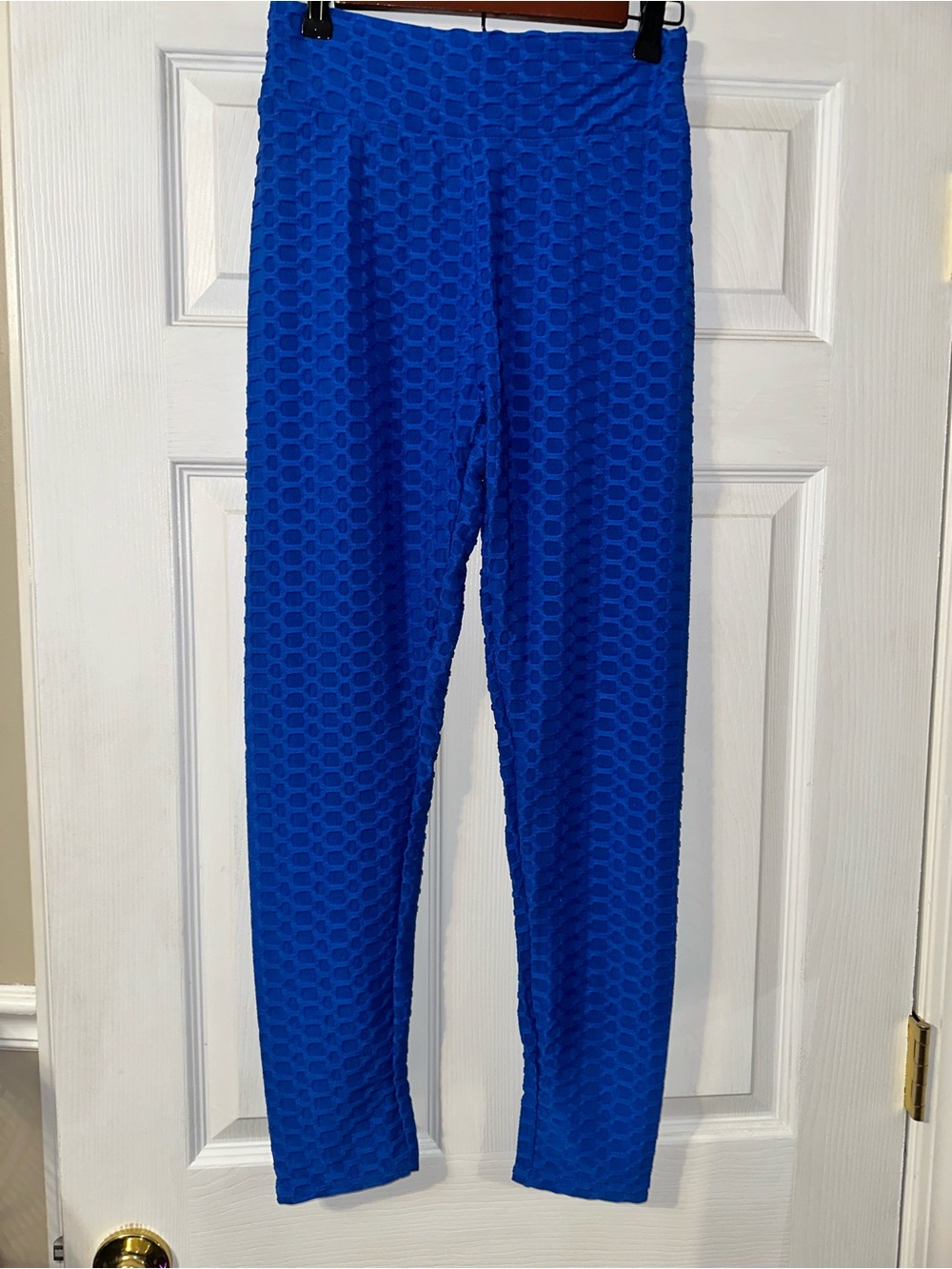 Blue Textured Leggings